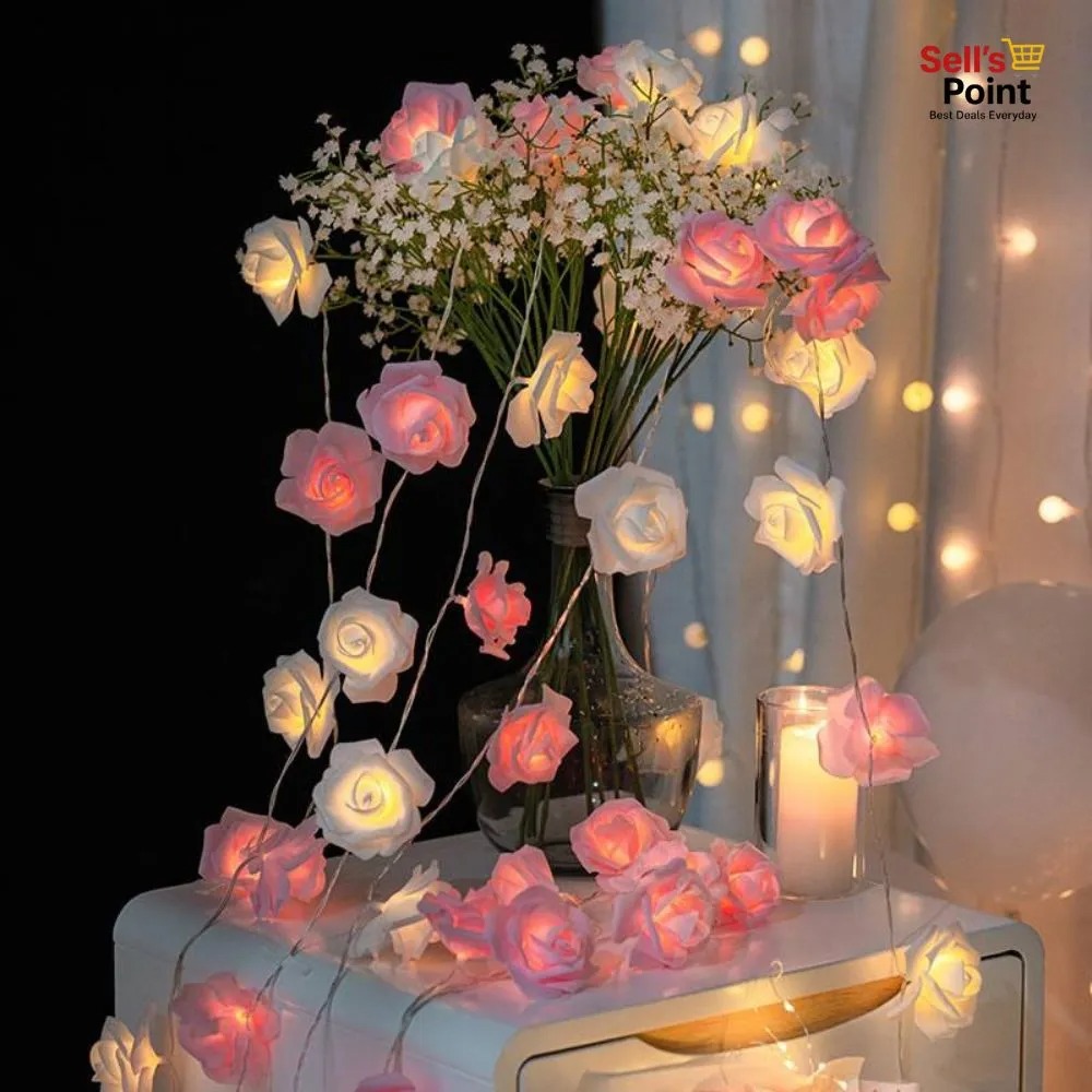 Rose LED String Lights – Romantic Fairy Lights for Room Decoration ✨ রোজ LED স্ট্রিং লাইট – রুম ডেকোরেশনের জন্য সুন্দর ফেয়ারি লাইট 🌹 - Image 6